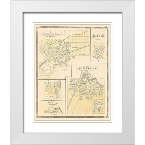 Huntington Indiana - Baskin 1876 White Modern Wood Framed Art Print with Double Matting by Baskin