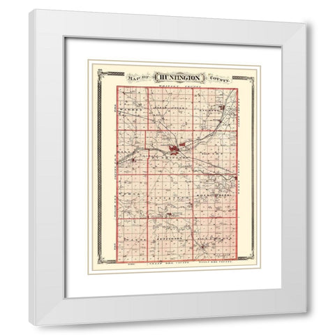 Huntington Indiana - Baskin 1876 White Modern Wood Framed Art Print with Double Matting by Baskin