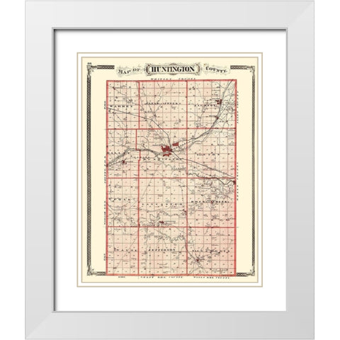 Huntington Indiana - Baskin 1876 White Modern Wood Framed Art Print with Double Matting by Baskin