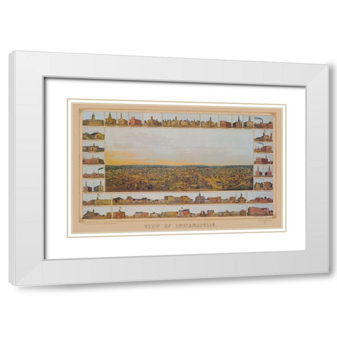 Indianapolis Indiana - Palmatary 1854 White Modern Wood Framed Art Print with Double Matting by Palmatary