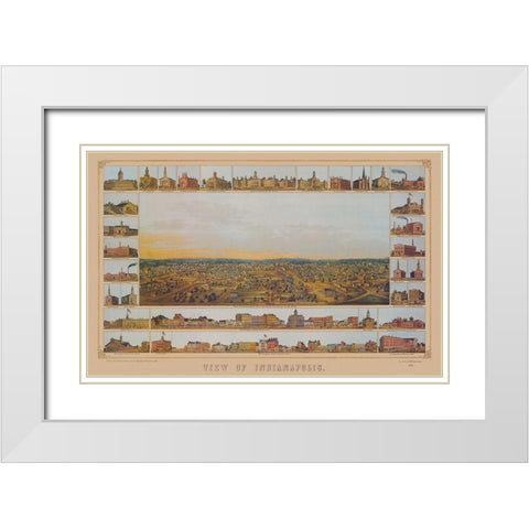 Indianapolis Indiana - Palmatary 1854 White Modern Wood Framed Art Print with Double Matting by Palmatary