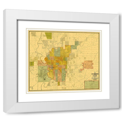 Indianapolis Indiana Landowner - Baker 1889 White Modern Wood Framed Art Print with Double Matting by Baker
