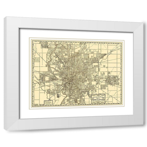 Indianapolis Indiana - Dessecker 1899 White Modern Wood Framed Art Print with Double Matting by Dessecker