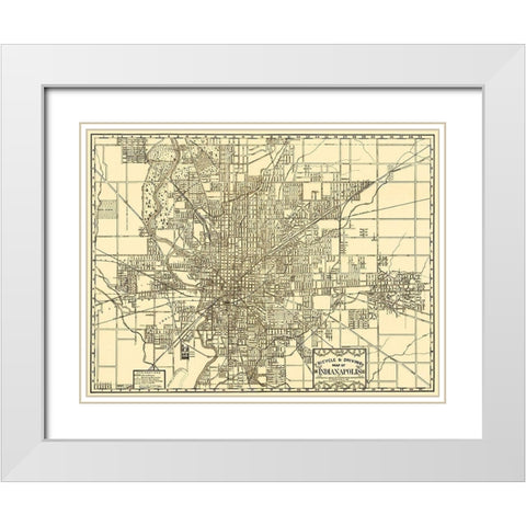Indianapolis Indiana - Dessecker 1899 White Modern Wood Framed Art Print with Double Matting by Dessecker