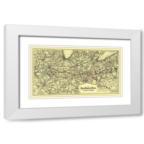 Indiana, Bloomington and Western Railway 1872 White Modern Wood Framed Art Print with Double Matting by Colton