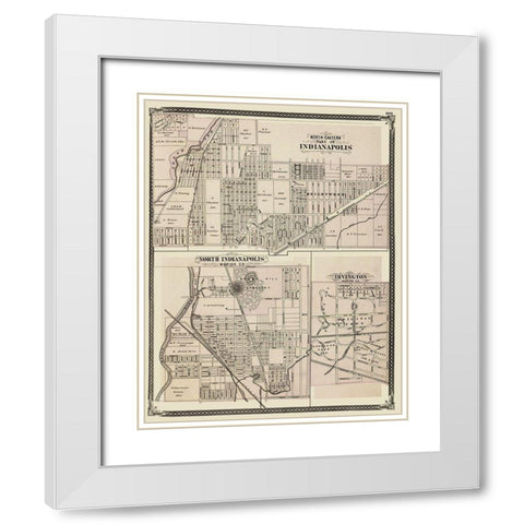 Indianapolis Indiana Landowner - Baskin 1876 White Modern Wood Framed Art Print with Double Matting by Baskin