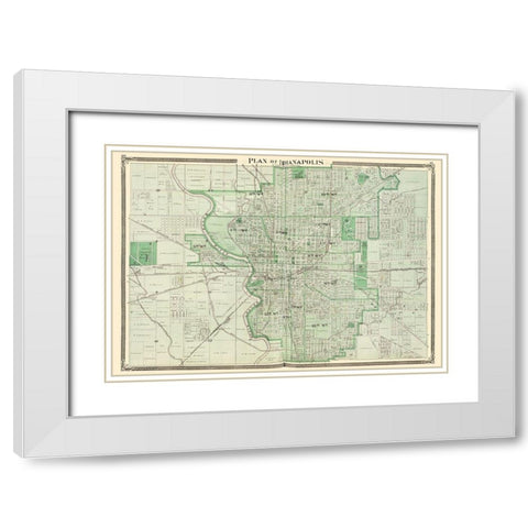 Indianapolis Indiana Landowner - Baskin 1876 White Modern Wood Framed Art Print with Double Matting by Baskin