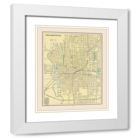 Indianapolis  Indiana - Cram 1892 White Modern Wood Framed Art Print with Double Matting by Cram