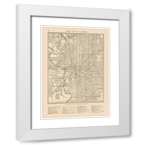 Indianapolis  Indiana - Reynold 1921 White Modern Wood Framed Art Print with Double Matting by Reynold