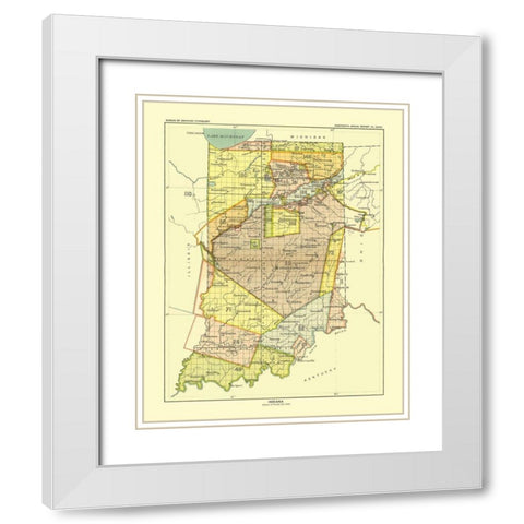 Indiana - Hoen 1896 White Modern Wood Framed Art Print with Double Matting by Hoen