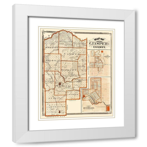 Jasper Indiana - Baskin 1876 White Modern Wood Framed Art Print with Double Matting by Baskin