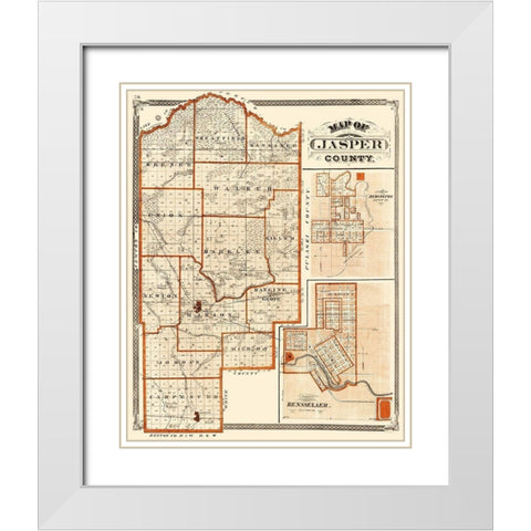 Jasper Indiana - Baskin 1876 White Modern Wood Framed Art Print with Double Matting by Baskin
