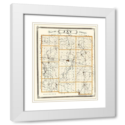 Jay Indiana Landowner - Baskin 1876 White Modern Wood Framed Art Print with Double Matting by Baskin