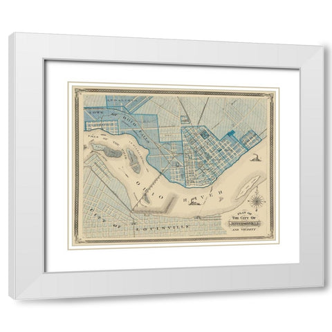 Jeffersonville Indiana - Baskin 1876 White Modern Wood Framed Art Print with Double Matting by Baskin