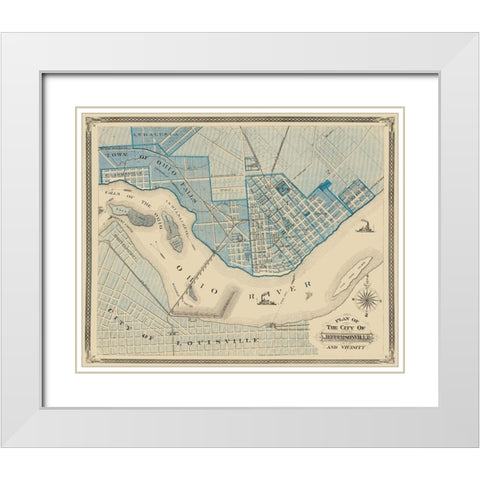 Jeffersonville Indiana - Baskin 1876 White Modern Wood Framed Art Print with Double Matting by Baskin