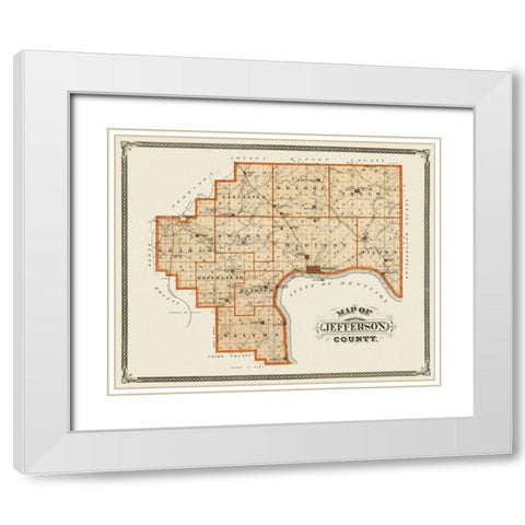 Jefferson Indiana Landowner - Andreas 1876 White Modern Wood Framed Art Print with Double Matting by Andreas