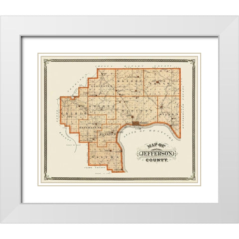 Jefferson Indiana Landowner - Andreas 1876 White Modern Wood Framed Art Print with Double Matting by Andreas