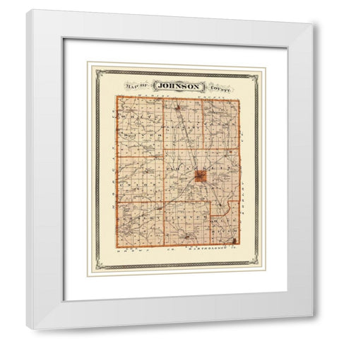 Johnson Indiana Landowner - Andreas 1876 White Modern Wood Framed Art Print with Double Matting by Andreas