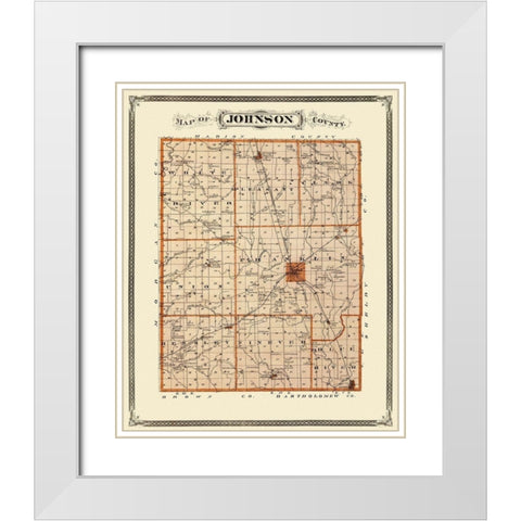 Johnson Indiana Landowner - Andreas 1876 White Modern Wood Framed Art Print with Double Matting by Andreas