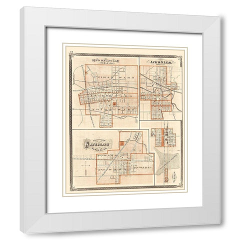 Kendallville, Ligonier, Waterloo, Garrett Indiana White Modern Wood Framed Art Print with Double Matting by Baskin