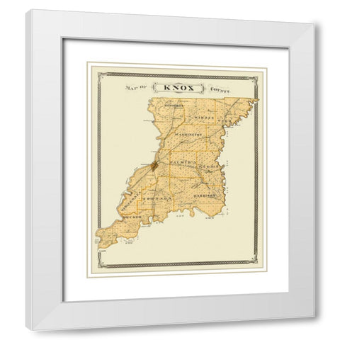 Knox Indiana Landowner - Andreas 1876 White Modern Wood Framed Art Print with Double Matting by Andreas