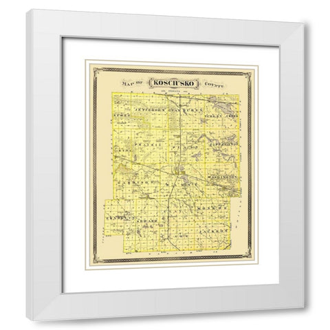 Kosciusko Indiana Landowner - Andreas 1876 White Modern Wood Framed Art Print with Double Matting by Andreas