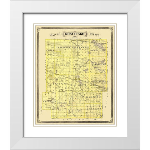 Kosciusko Indiana Landowner - Andreas 1876 White Modern Wood Framed Art Print with Double Matting by Andreas