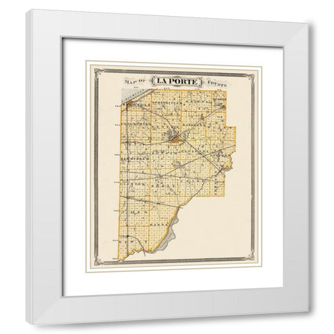 La Porte Indiana Landowner - Andreas 1876 White Modern Wood Framed Art Print with Double Matting by Andreas