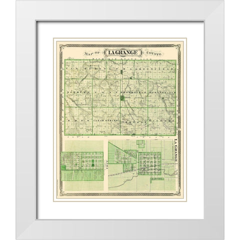 Lagrange Indiana - Andreas 1876 White Modern Wood Framed Art Print with Double Matting by Andreas