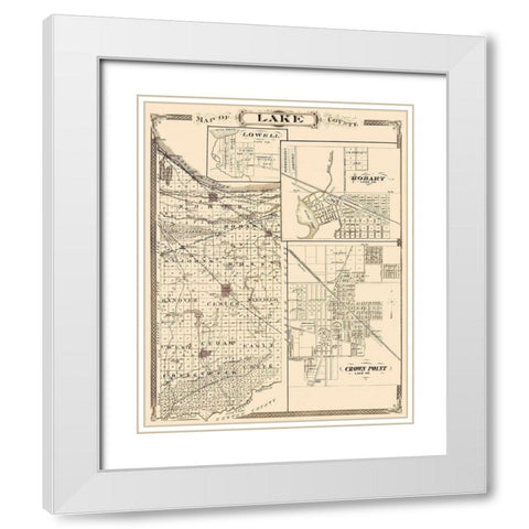 Lake Indiana - Andreas 1876 White Modern Wood Framed Art Print with Double Matting by Andreas