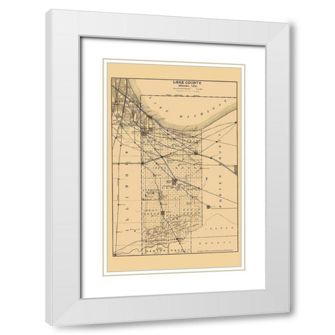 Lake Indiana - Ball 1890 White Modern Wood Framed Art Print with Double Matting by Ball