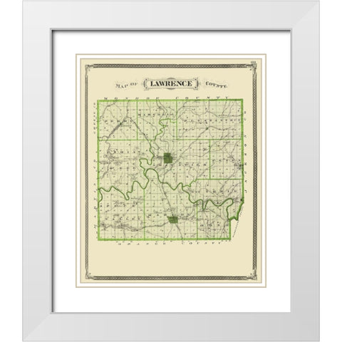 Lawrence Indiana - Baskin 1876 White Modern Wood Framed Art Print with Double Matting by Baskin