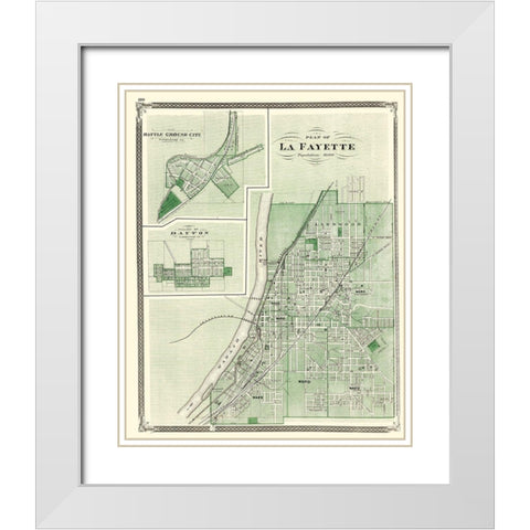 La Fayette Indiana - Baskin 1876 White Modern Wood Framed Art Print with Double Matting by Baskin