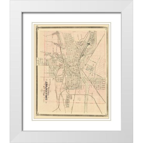Logansport Indiana Landowner - Baskin 1876 White Modern Wood Framed Art Print with Double Matting by Baskin