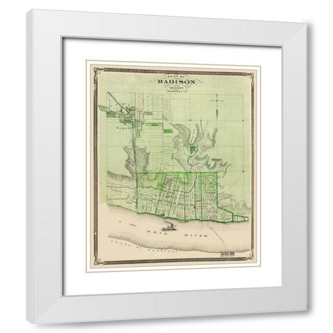 Madison Indiana Landowner - Baskin 1876 White Modern Wood Framed Art Print with Double Matting by Baskin