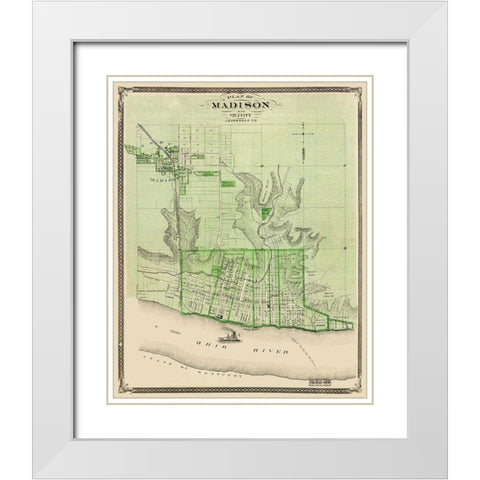 Madison Indiana Landowner - Baskin 1876 White Modern Wood Framed Art Print with Double Matting by Baskin