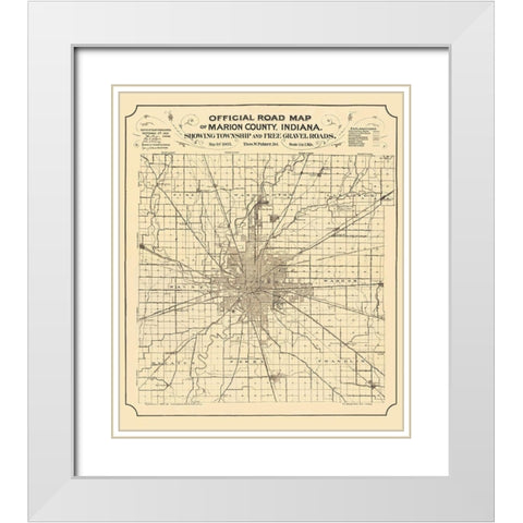 Marion Indiana - Palmer 1905 White Modern Wood Framed Art Print with Double Matting by Palmer