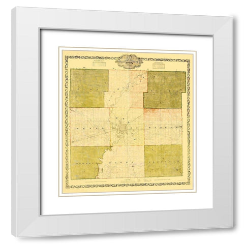 Marion Indiana Landowner - Wallace 1855 White Modern Wood Framed Art Print with Double Matting by Wallace