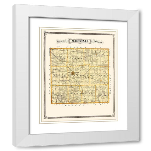 Marshall Indiana Landowner - Baskin 1876 White Modern Wood Framed Art Print with Double Matting by Baskin