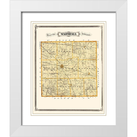 Marshall Indiana Landowner - Baskin 1876 White Modern Wood Framed Art Print with Double Matting by Baskin