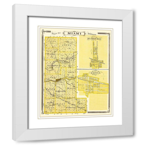 Miami Indiana Landowner - Baskin 1876 White Modern Wood Framed Art Print with Double Matting by Baskin