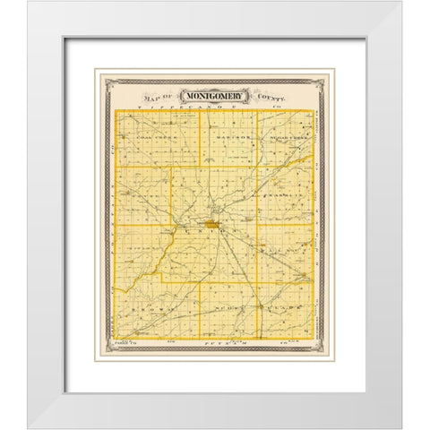 Montgomery Indiana - Andreas 1876 White Modern Wood Framed Art Print with Double Matting by Andreas