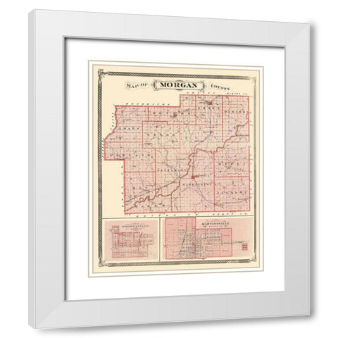 Morgan Indiana - Baskin 1876 White Modern Wood Framed Art Print with Double Matting by Baskin