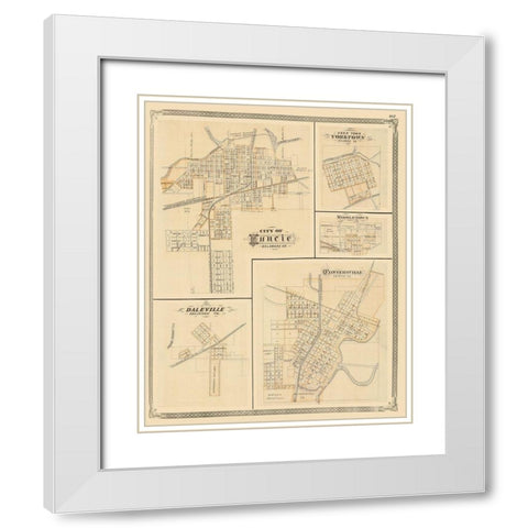 Muncie, Yorktown, Daleville, Middletown Indiana White Modern Wood Framed Art Print with Double Matting by Baskin