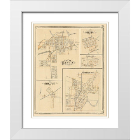 Muncie, Yorktown, Daleville, Middletown Indiana White Modern Wood Framed Art Print with Double Matting by Baskin
