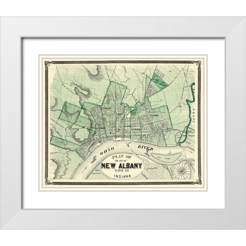 New Albany Indiana - Baskin 1876 White Modern Wood Framed Art Print with Double Matting by Baskin