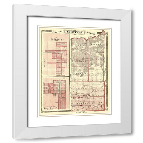 Newton Indiana - Baskin 1876 White Modern Wood Framed Art Print with Double Matting by Baskin