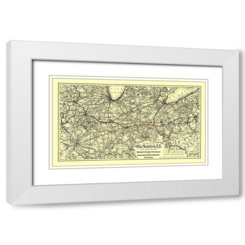 Ohio Southern Railroad - Colton 1881 White Modern Wood Framed Art Print with Double Matting by Colton
