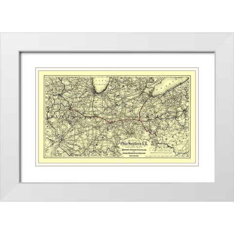 Ohio Southern Railroad - Colton 1881 White Modern Wood Framed Art Print with Double Matting by Colton