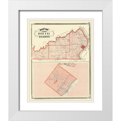 Ohio Indiana - Baskin 1876 White Modern Wood Framed Art Print with Double Matting by Baskin